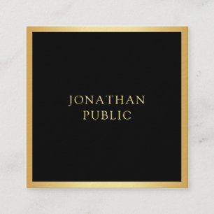 Elegantes Schwarz-Gold-Modern-Template einfach Quadratische Visitenkarte