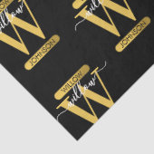 Elegantes Schwarz & Gold Monogram Modernes Skript Seidenpapier (Ausschnitt)