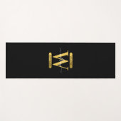 Elegantes Schwarz & Gold Monogram Modernes Skript Yogamatte (Vorderseite (Horizontal))