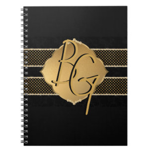 Elegantes Schwarz-Gold-Monogramm-Design Notizblock