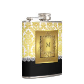 Elegantes Schwarz-Gold Monogramm Flachmann (Rechts)