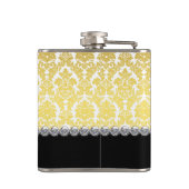 Elegantes Schwarz-Gold Monogramm Flachmann (Rückseite)