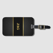 Elegantes Schwarz-Gold-Monogramm Gepäckanhänger (Vorderseite (Horizontal))