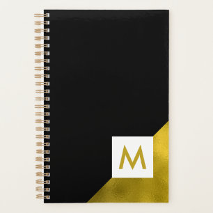 Elegantes Schwarz-Gold Monogramm Planer
