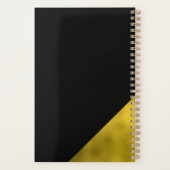 Elegantes Schwarz-Gold Monogramm Planer (Rückseite)