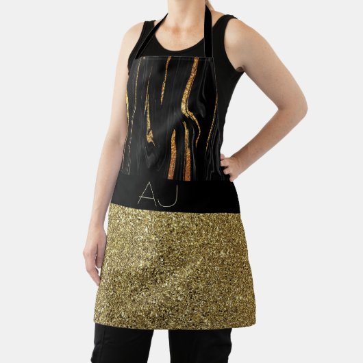 Elegantes Schwarz-Gold Monogramm Schürze (InSitu)