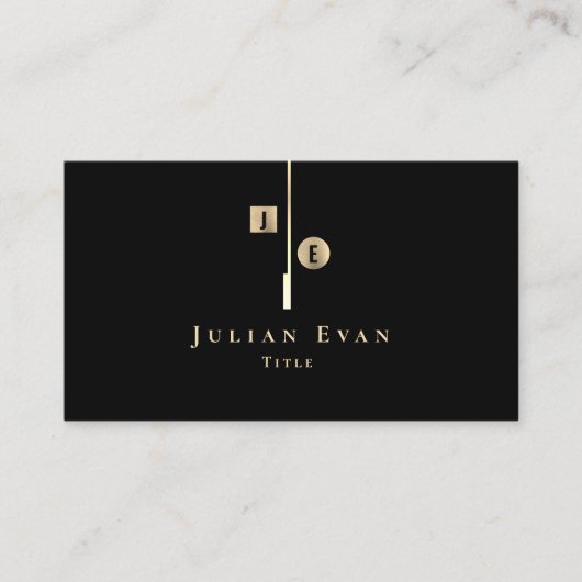 Elegantes Schwarz-Gold Monogramm Visitenkarte (Vorderseite)