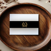 Elegantes Schwarz/Gold Monogramm Wappen Hochzeit Einladungsbanderole