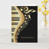 Elegantes Schwarz-Gold-Musiknoten-Design Karte (Gelbe Blume)