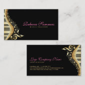 Elegantes Schwarz-Gold-Musiknoten-Design Visitenkarte (Vorne/Hinten)