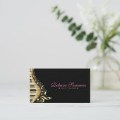 Elegantes Schwarz-Gold-Musiknoten-Design Visitenkarte (Stehend Vorderseite)