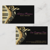 Elegantes Schwarz-Gold-Musiknoten-Design Visitenkarte (Vorne/Hinten)