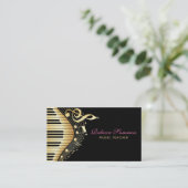 Elegantes Schwarz-Gold-Musiknoten-Design Visitenkarte (Stehend Vorderseite)