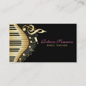 Elegantes Schwarz-Gold-Musiknoten-Design Visitenkarte (Vorderseite)