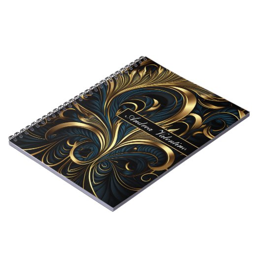 Elegantes Schwarz-Gold-Muster-Notebook Notizblock (Linke Seite)