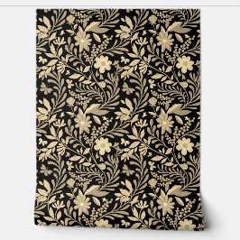 Elegantes Schwarz/Gold Nahtloses Muster Tapete