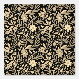 Elegantes Schwarz/Gold Nahtloses Muster Tapete