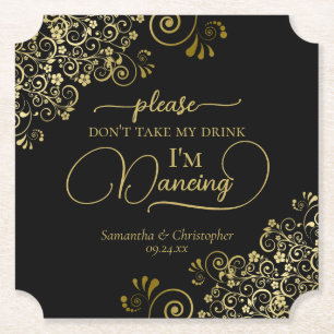 Elegantes Schwarz & Gold Nehmt mir nicht die Hochz Untersetzer