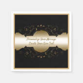 Elegantes Schwarz & Gold Ornamental Design persona Serviette (Vorderseite)