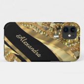 Elegantes Schwarz-Gold-personalisiert Case-Mate iPhone Hülle (Rückseite (Horizontal))