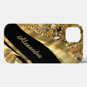 Elegantes Schwarz-Gold-personalisiert Case-Mate iPhone Hülle (Rückseite (Horizontal))