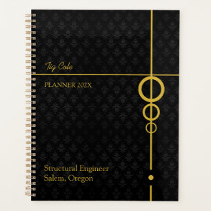 Elegantes Schwarz/Gold Personalisiert Planer
