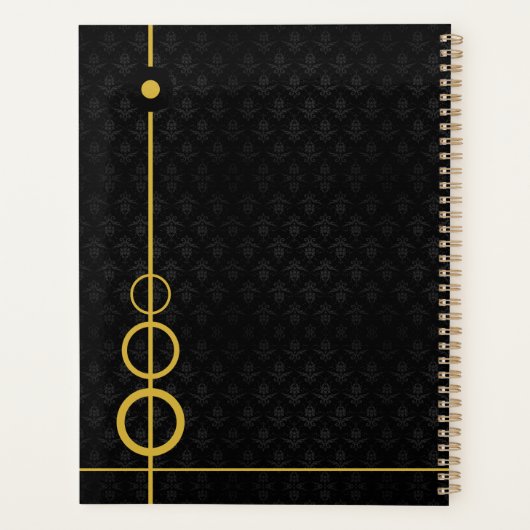 Elegantes Schwarz/Gold Personalisiert Planer (Rückseite)