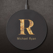 Elegantes Schwarz-Gold-Personalisiertes Monogramm