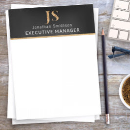 Elegantes Schwarz-Gold-Personalisiertes Monogramm Briefbogen