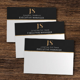 Elegantes Schwarz-Gold-Personalisiertes Monogramm Mitteilungskarte