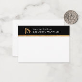 Elegantes Schwarz-Gold-Personalisiertes Monogramm Mitteilungskarte (Vorderseite/Rückseite Beispiel)