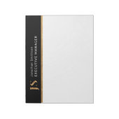 Elegantes Schwarz-Gold-Personalisiertes Monogramm Notizblock (Rotiert)