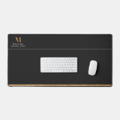 Elegantes Schwarz-Gold-Personalisiertes Monogramm Schreibtischunterlage (Tastatur & Maus)