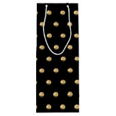 Elegantes Schwarz-Gold-Polka-Dots-Muster Geschenktüte Für Weinflaschen (Rückseite)