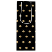 Elegantes Schwarz-Gold-Polka-Dots-Muster Geschenktüte Für Weinflaschen (Vorderseite)