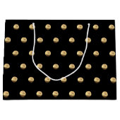 Elegantes Schwarz-Gold-Polka-Dots-Muster Große Geschenktüte (Vorderseite)
