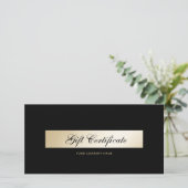 Elegantes Schwarz-Gold-QR-Code-Geschenk-Zertifikat (Stehend Vorderseite)