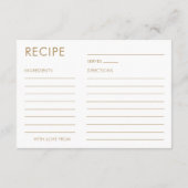 Elegantes Schwarz-Gold-Rezept für die Braut Begleitkarte (Rückseite)