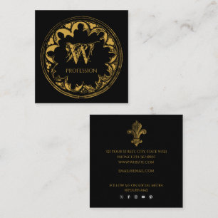 Elegantes Schwarz & Gold Rustikal Vintag beängstig Quadratische Visitenkarte