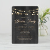 Elegantes Schwarz-Gold-Scheidung-Party Einladung (Stehend Vorderseite)