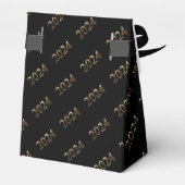 Elegantes Schwarz-Gold-Script glücklich Neues Jahr Geschenkschachtel (Rückseite)