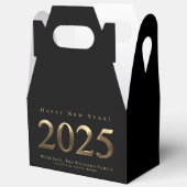 Elegantes Schwarz-Gold-Script glücklich Neues Jahr Geschenkschachtel (Offen)