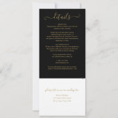 Elegantes Schwarz-Gold-Script in einer Hochzeit Einladung (Rückseite)