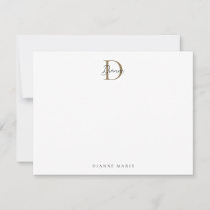 Elegantes Schwarz-Gold-Script-Monogramm Mitteilungskarte