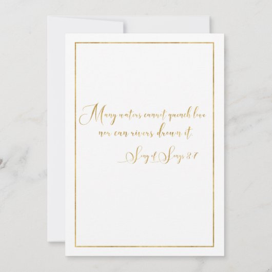 Elegantes Schwarz-Gold-Script und Grenzhochzeit Einladung (Rückseite)