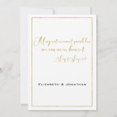 Elegantes Schwarz-Gold-Script und Grenzhochzeit Einladung (Rückseite)