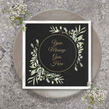 Elegantes Schwarz-Gold-Script-Wasserfarbe-Grün