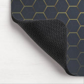 Elegantes Schwarz-Gold-Sechseckmuster Mousepad (Ecke)