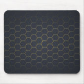Elegantes Schwarz-Gold-Sechseckmuster Mousepad (Vorne)