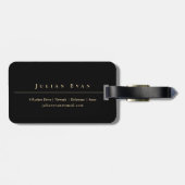Elegantes Schwarz-Gold-Shiny-Berufliches Monogramm Gepäckanhänger (Rückseite horizontal)